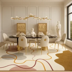 Hand Tufted Carpet in Dining Room