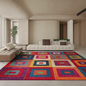 Patch Work Rug in Living Room
