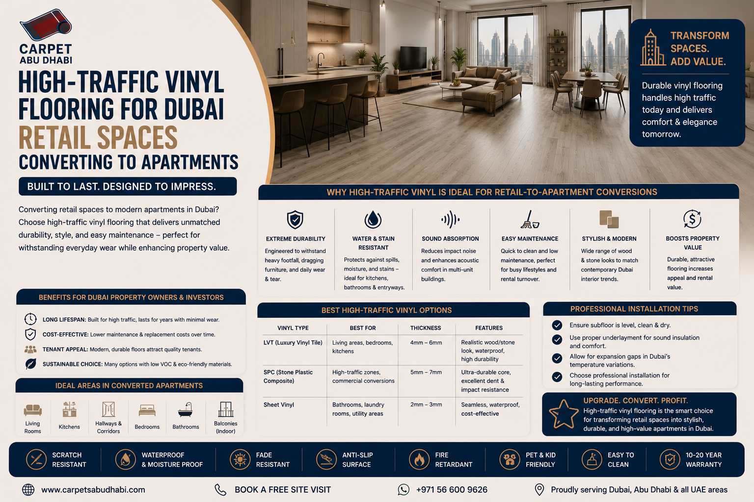 Read more about the article High-Traffic Vinyl Flooring for Dubai Retail Spaces Converting to Apartments