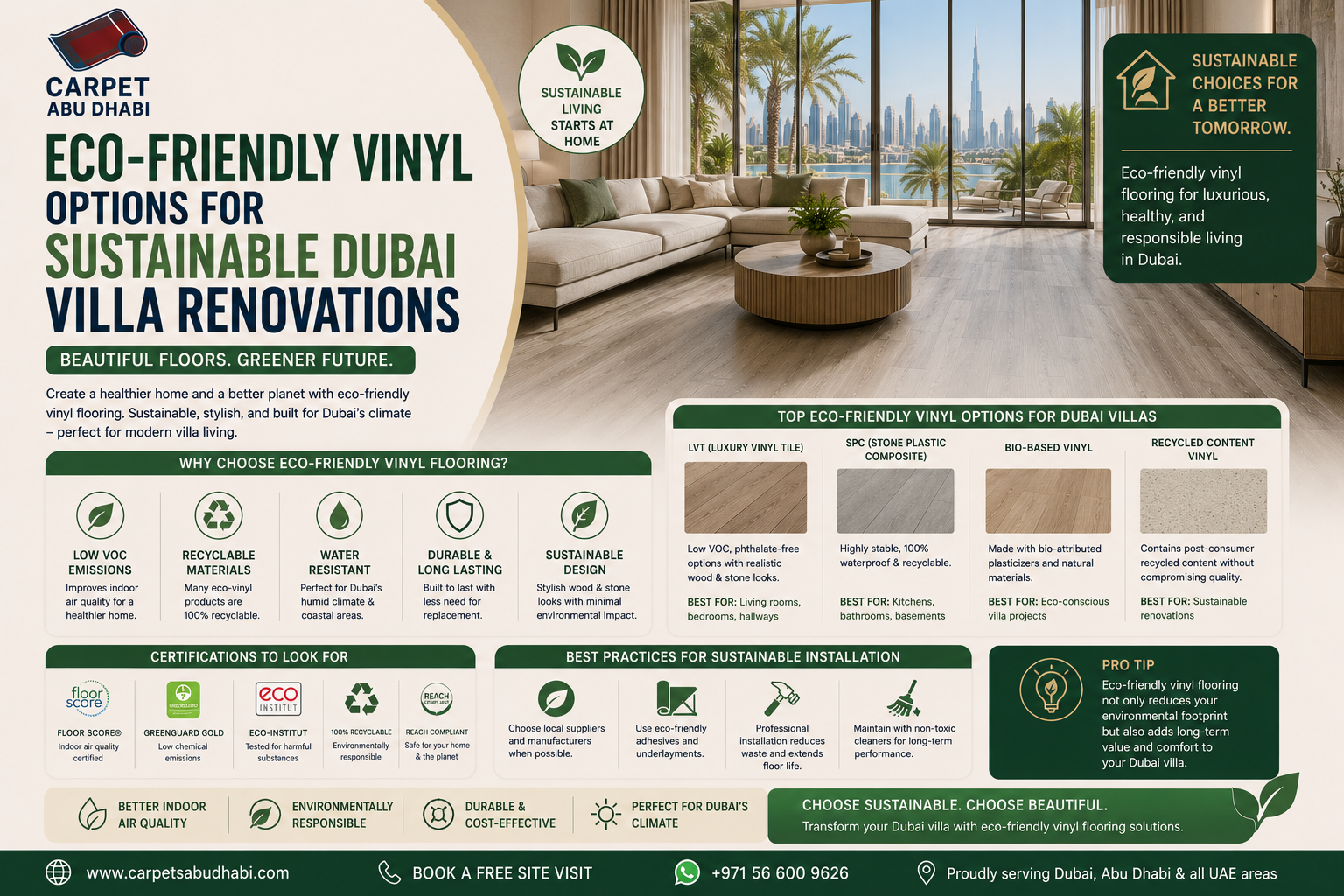 Read more about the article Eco-Friendly Vinyl Options for Sustainable Dubai Villa Renovations