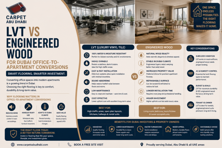 Read more about the article LVT vs Engineered Wood for Dubai Office-to-Apartment Conversions