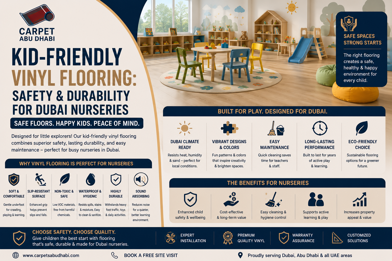 Read more about the article Kid-Friendly Vinyl Flooring: Safety and Durability for Dubai Nurseries