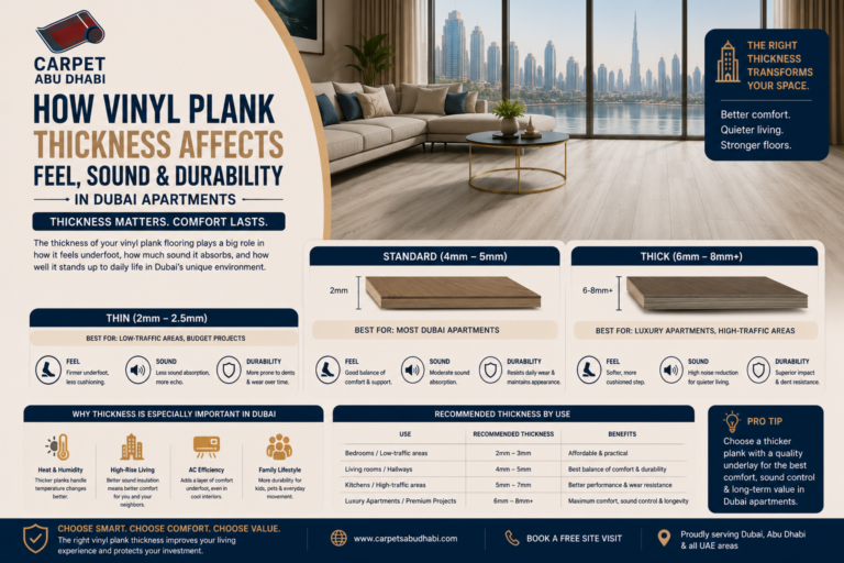 Read more about the article How Vinyl Plank Thickness Affects Feel, Sound, and Durability in Dubai Apartments